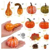 winemana Thanksgiving Fall Decorations for Home-6pcs Mini Pumpkins & 2pcs Gourds, 30pcs Leaves & 10pcs Acorns, 2pcs Pinecones Centerpiece Set-Harvest Decor for Table Mantel (Largest: 4.5 x 2.1)