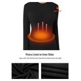 Dalavch 3 Pack Womens Thermal Shirts, Women Fleece Lined Compression Long Sleeve Base Layer Tops for Winter Cold Weather 2 Black 1 Heather Gray Large