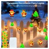 Aogist 50LED Christmas Fairy Lights - 16ft Super Bright 3D Santa Claus Christmas Tree Deer String Lights Battery Operated Decor for Indoor/Outdoor Party Home Bedroom Yard Windows Doors Winter Decor