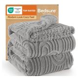 Bedsure GentleSoft Fleece Blanket Queen Size for Bed - Super Soft & Cozy, Fluffy Blankets for Women & Girls, Ideal for Sofa & Couch, Light Grey, 90x90 Inches