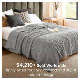 Bedsure GentleSoft Fleece Blanket Queen Size for Bed - Super Soft & Cozy, Fluffy Blankets for Women & Girls, Ideal for Sofa & Couch, Light Grey, 90x90 Inches