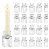 Candle Holder Glass Candlestick Holders: Hewory 20PCS Clear Taper Candle Holders Bulk for Table Centerpiece, Glass Candle Holder Candle Stick Holder Decor for Christmas Wedding Party Bridal Showers