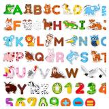 JoyCat Wooden Kids Magnets 26 Cute Animals, Alphabet Uppercase Letters, and 0-9 Numbers, Fridge Magnets for Toddlers, Fun Educational Spelling Learning Gift for Toddlers & Kids