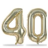 Champagne Gold Number 40 Birthday Balloons, 40 Inch Large Light Gold Foil Number 4 and 0 Balloons for Women, 40th Birthday Balloons for 40 Year Old Birthday Anniversary Party Decorations Supplies