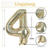 Champagne Gold Number 40 Birthday Balloons, 40 Inch Large Light Gold Foil Number 4 and 0 Balloons for Women, 40th Birthday Balloons for 40 Year Old Birthday Anniversary Party Decorations Supplies