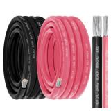 Marine Wire 2 Gauge Marine Grade Wire Include 2AWG 25FT Red & 25FT Black,2 AWG Tinned Copper Oxygen-Free Boat Electrical Cable for Automotive/RV/Camper/Trailer