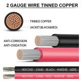 Marine Wire 2 Gauge Marine Grade Wire Include 2AWG 25FT Red & 25FT Black,2 AWG Tinned Copper Oxygen-Free Boat Electrical Cable for Automotive/RV/Camper/Trailer