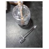 Loscarol Honey Jar with Dipper and Lid, 8 oz Glass Honey Pot Dispenser with 2 Dippers Sticks Set, Honey Containers for Kitchen, Home, Syrup Storage SMALL CHIP PRESENT