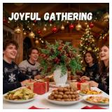 Saranna 60 Pcs Christmas Artificial Pine Branches with Red Berry Stems, Fake Holly Stems with Pinecones for Xmas Tree Wreath DIY Craft Floral Arrangement Holiday Season Decor