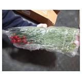 Saranna 60 Pcs Christmas Artificial Pine Branches with Red Berry Stems, Fake Holly Stems with Pinecones for Xmas Tree Wreath DIY Craft Floral Arrangement Holiday Season Decor