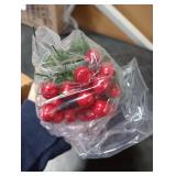 Saranna 60 Pcs Christmas Artificial Pine Branches with Red Berry Stems, Fake Holly Stems with Pinecones for Xmas Tree Wreath DIY Craft Floral Arrangement Holiday Season Decor