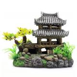 IBWell Classical Lifelike Chinese Landscape Resin Aquarium Castle Decorations Fish Tank Ornaments (Building)