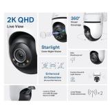 TP-Link Tapo 2K QHD Outdoor Pan/Tilt Wi-Fi Security Camera, 360° View, Motion Tracking, Color Night Vision, Free Person/Vehicle/Motion Detection, Cloud & SD Card Storage, 24/7 Recording, Tapo C52