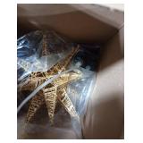 JOIEDOMI 7.8 Metal 3D Star Christmas Tree Topper Golden Glitter Decorations with 56 LED Warm White with Plug Timer Ornaments Treetop Home Holiday Party Indoor Decor