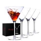 Handblown Crystal Martini Glasses Set of 4-9.5 oz Coupe Glass Set with Stem - Elegant Cocktail Glasses for Bar, Margarita, Cosmopolitan, Manhattan, Gimlet - Unique Gift for Mothers Day