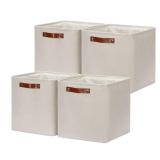 DULLEMELO Baskets For Organizing, Cube Storage Bins 12x12 Storage for Toys, Books and Clothes, Foldable Storage Bin for Office, Home, Shelves, Closets Organizing(4 Pack - 12 Beige)