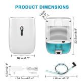 Dehumidifier with Drain Hose. Litever Small Portable Dehumidifier. Auto-OFF. Drain Hose for Continuous Drainage. Effective for Small Bathroom Pantry Closet Basement Wardrobe Gun safe RV Trailer Camper
