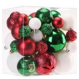 Sea Team 36-Pack Colorful Shatterproof Plastic Christmas Ball Ornaments Set, Multi-Size Christmas Baubles, Hanging Decorations for Tree, Wreath, Garland, (1.57-3.15 Inches, Elf)