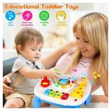 HQXBNBY Baby Toys 6-12 Months, Musical Learning Table Toys for 1 2 3 Year Old Boys Girls Early Education Activity Center Toys for 7 8 9 10 18 Months Kids Toddler Birthday Gifts