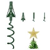 Christmas Tree Topper Holder - Twist On Universal Stabilizer with Adjustable Attachments. Secure Lock for Treetop Ornaments, Fits Most Basic Tree Types & Topper (Green)