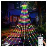 26.25FT 906LED Christmas Decorations Waterfall Lights Outdoor, Large Christmas String Light wth 8 Lighting Modes, Remote Control Hanging Fairy Lights for Holiday Xmas Tree Patio Yard Decor, Multicolor