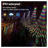 26.25FT 906LED Christmas Decorations Waterfall Lights Outdoor, Large Christmas String Light wth 8 Lighting Modes, Remote Control Hanging Fairy Lights for Holiday Xmas Tree Patio Yard Decor, Multicolor