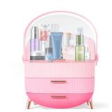 Ptesly Teen Girls Gift Makeup Organizer,Skincare Organizer Jewelry Storage,Cosmetics Storage and Display Case,Make Up Holders and Organizers for Countertop,Bathroom Organizer (Triple Pink)