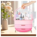 Ptesly Teen Girls Gift Makeup Organizer,Skincare Organizer Jewelry Storage,Cosmetics Storage and Display Case,Make Up Holders and Organizers for Countertop,Bathroom Organizer (Triple Pink)