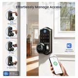 Veise VE018 Smart Knob Handle Lock - Keyless Entry App Control, Fingerprint Electronic Digital Keypad, Auto Lock for Front Door and Bedroom, Remote Access Sharing, Easy Installation, Matte Black