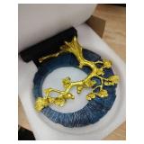 DOVDOV Gold Welcome Pine and Bird Statue Decor, Gold and Blue Home Decor, Bird Sculpture Home Decor for Bookshelves Office Shelves on Coffee Tables TV Cabinets Entryway Entryway Decor.