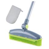 180Â°Rotating Rubber Broom with Squeegee for Pet Hair Removal - 50\" Iron Handle Fur Remover Rake Brush for Carpet, Hardwood & Tile Floors, Includes Pet Hair Removal Gloves (Green)