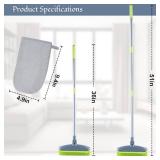 180Â°Rotating Rubber Broom with Squeegee for Pet Hair Removal - 50\" Iron Handle Fur Remover Rake Brush for Carpet, Hardwood & Tile Floors, Includes Pet Hair Removal Gloves (Green)