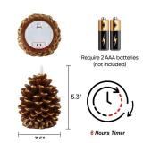 Homemory 2 Pcs Flameless Pine Cone Candle, LED Candles with 6H Timer, Real Wax Battery Operated Candles for Fireplace Decor, Holiday Indoor Decoration,Brown(D3.5 x H5.3 Inch)