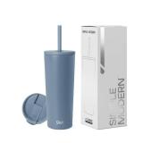 Simple Modern Insulated Tumbler with Lid and Straw | Iced Coffee Cup Reusable Stainless Steel Water Bottle Travel Mug | Gifts for Women Men Her Him | Classic Collection | 24oz | Blue Dune