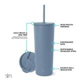 Simple Modern Insulated Tumbler with Lid and Straw | Iced Coffee Cup Reusable Stainless Steel Water Bottle Travel Mug | Gifts for Women Men Her Him | Classic Collection | 24oz | Blue Dune