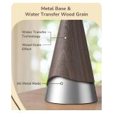 EDISHINE 21.85\" Farmhouse Table Lamp, Rustic Bedside Lamp, Water Transfer Walnut Wood Grain Metal Base, Beige Linen Shade, Minimalist Nightstand Light for Living Room, Bedroom, Office, E26 Base