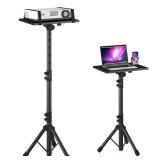 Projector Stand Tripod Adjustable, Laptop Height from 23.5 to 46.5 inches with Gooseneck Phone Holder, Floor for Office, Home, Stage, Studio, DJ Racks Holder Mount, 23.5inch-46.5inch