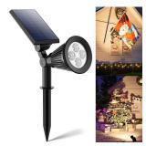 Solar Power Spot Lights Outdoor Waterproof for Christmas Decorations, Flag, Tree, Wreath, Santa Claus, Snowman, Bright LED Landscape Lamp Uplights for Outside Garden, Yard, Patio, Sidewalk,Warm White