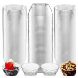 JoyServe Clear Mini Plastic Bowls - (Bulk 100 Pack) 6 Oz Disposable Premium Hard Plastic Dessert Bowls for Serving, Weddings, Catering, Parties, Salsa, Home or Event Party Supplies