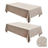 Fitable 2 Pack Faux Linen Rectangle Tablecloths: Waterproof Stain Resistant Wrinkle Free Textured Table Cloth, Washable Burlap Fabric Table Cover for Kitchen Dining Party, 52x70 Inch, Nature