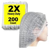 [200 Count] 2X Heavy Duty White Hair Nets For Food Service Workers, 21\", Disposable Bouffant Caps Hair Nets for Women Work, Food Prep, Manufacturing and Workshop.
