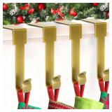 SPSHENG Gold Stocking Holdears for Mantle Set of 4, Christmas Stocking Holders, Stocking Hangers Hooks for Mantle for Christmas Ornaments for Counter Tables, Fireplace Mantle Decoration