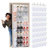 Windyun 40 Over the Door Shoe Organizer Large Breathable Mesh Pocket Clear White Hanging Shoe Rack for Closet Behind Door Hanger Storage Holder Nonslip Hook for Women Men Entryway Bedroom Utility Room