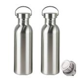 LyyGuanYoo 2 Pack 18/8 Stainless Steel Water Bottle, 26OZ Single Wall Sports Water Bottle for Camping Picnic, Metal Sports Kettle with Handle for Runners, Hikers, Cyclists