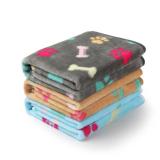 Luciphia 1 Pack 3 Blankets Fluffy Premium Fleece Pet Blanket Flannel Paw Printed Throw for Dog Cat(Small 23x16