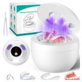 Upgraded Ultrasonic Retainer Cleaner Machine, 45kHz Ultrasonic Dentures Cleaner for Night Guards, Braces, Aligner, Toothbrush, Jewelry and More, 200ML Capacity, White