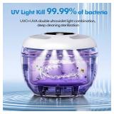 Upgraded Ultrasonic Retainer Cleaner Machine, 45kHz Ultrasonic Dentures Cleaner for Night Guards, Braces, Aligner, Toothbrush, Jewelry and More, 200ML Capacity, White