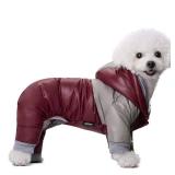 Miaododo Winter Small Medium Dog Coat,Hooded Four-Legged Dog Jacket Cotton-Padded for Puppy Cat Doggie Pets Dog Clothes Apparel Clothing (Red, Medium)