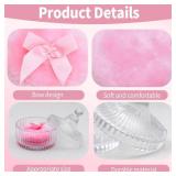 KuuDack Large Body Powder Puff and Container Set - 2 Soft Washable Velour Puffs with Crystal Glass Storage Box, Reusable for Face Body Shimmer Powder, Dry Wet Makeup Application (Transparent)