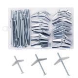 28PCS Toggle Bolts, Wing Nuts, Heavy Duty Hollow Wall Anchors for Drywall Ceiling, 3 Sizes Butterfly Anchors (1/4\" 3/16\" 1/8\") for Hang Shelves, Heavy Fixtures, Metal Drywall Anchor and Screws Kit